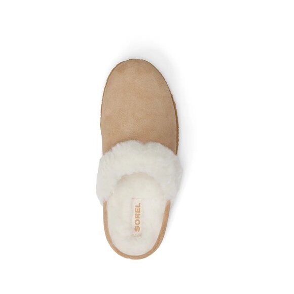 SOREL Nakiska II Faux Shearling Lined Slide Slipper in Dusty Tan/Natural Size 6 - Picture 4 of 10
